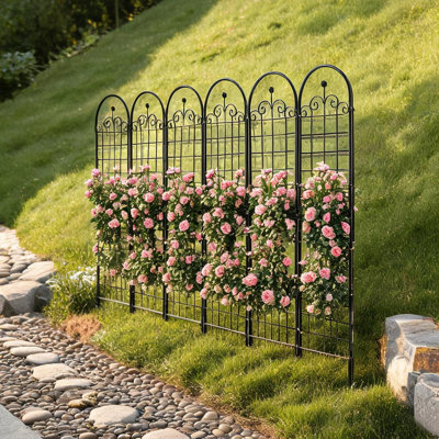 Sturdy Galvanized Steel Garden Trellis Screen for Climbing Plants, 86.7-Inch Climbing Support, 4-Piece Set