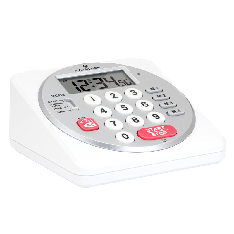 Minuterie numérique à clavier de 100 heures avec alarme sonore de qualité commerciale , Blanc