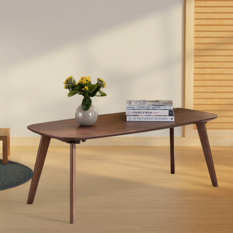 Dahlia Mid-Century Walnut Brown Round Wood Coffee Table