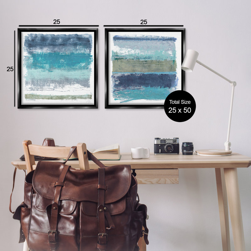 Ensemble de 2 toiles flottantes encadrées Beachy, de Filippo Ioco, H 25 po x l 25 po, Cadre flottant noir de jais
