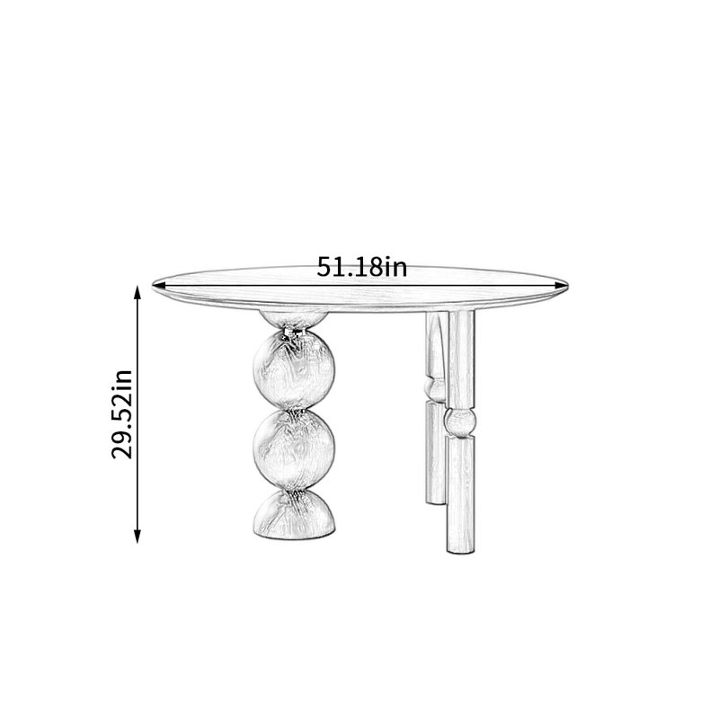 Table basse ronde en bois massif noir, H 29,52 po x L 51,18 po x l 51,18 po