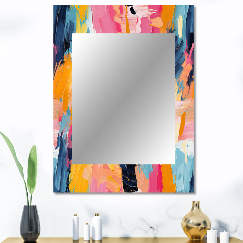Colourful Paint Swirl Bliss - grand miroir abstrait, miroir mural décoratif moderne, impression d'art en métal, 40 po x 30 po