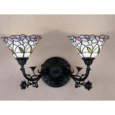 Applique à bras en bronze acajou à intensité variable à 2 lumières Daffodil Bell