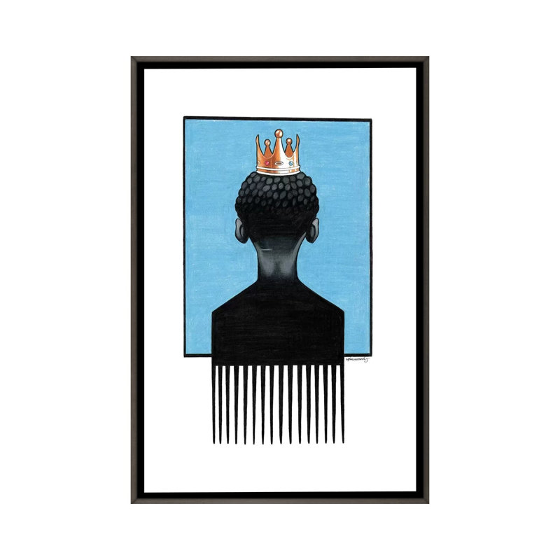 « Little Prince Afropick » par Manasseh Johnson-impression, H 40 po x l 26 po x P 1,5 po, Toile avec cadre gris, Pas de tapis