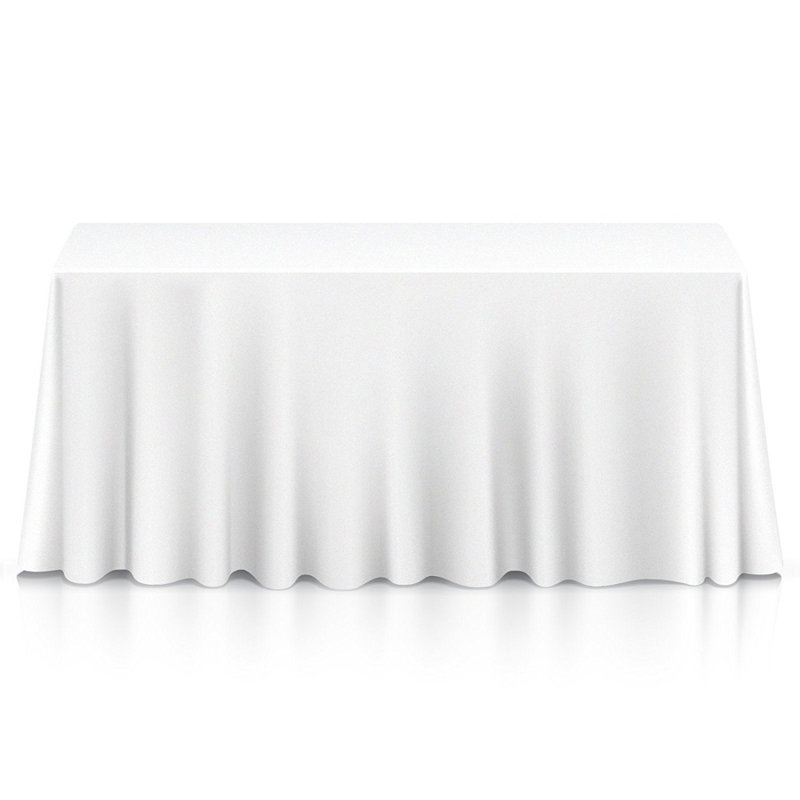 Polyester Tablecloth Wedding Party Décor Event Decoration Ivory Solid Colour7, 178cm W x 320cm L, White