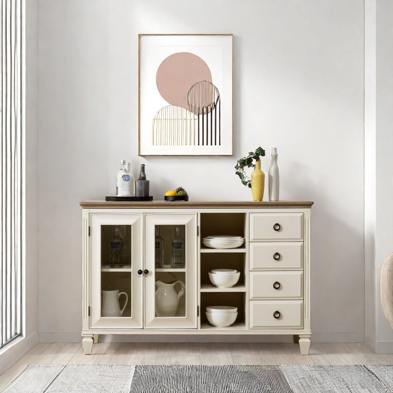 Buffet multifonctionnel avec 2 portes et 4 tiroirs