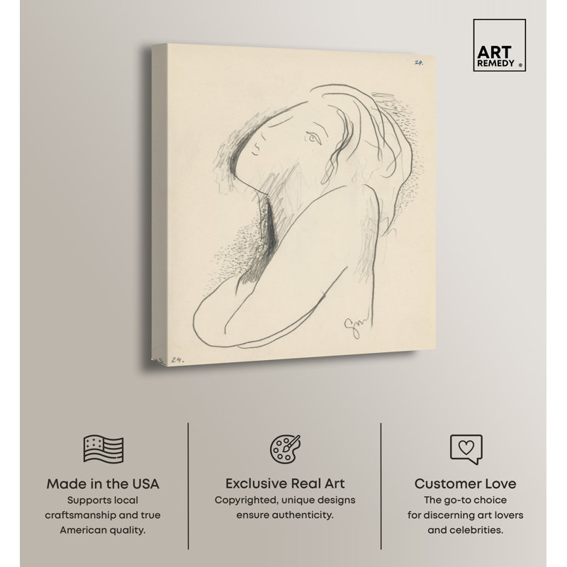 Classic Feminine Figure Art on Canvas in Black and White