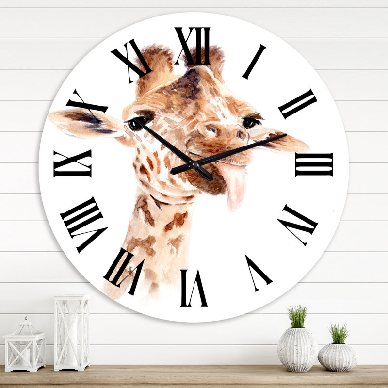 Portrait d'une girafe - horloge murale, Grand