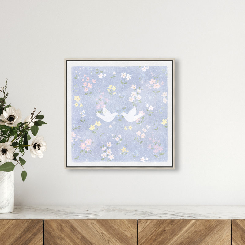 Love Doves Print by Oliver Gal, 17"H x 17"W, Silver Floater Frame
