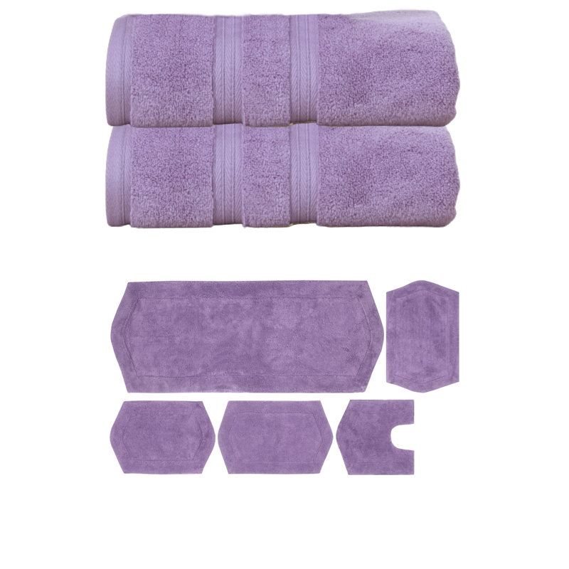 Ensemble de serviettes de bain 2 pièces et 5 tapis de bain 5 pièces Bryd Collection (ensemble de 7), Chocolat