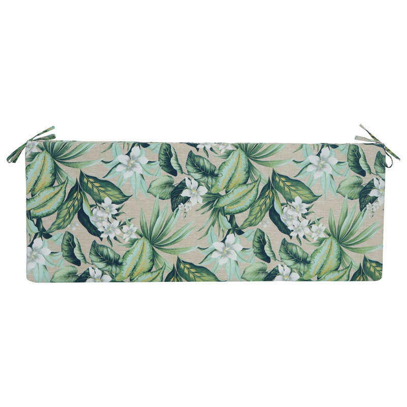 Outdoor Bench Cushion, Tan/Green/Blue/Tahiti Breeze Floral