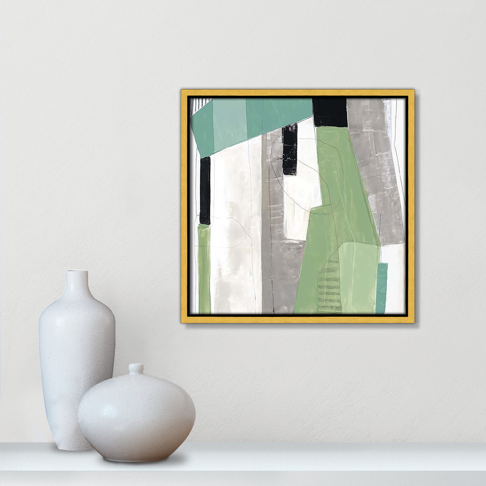 Evergreen Essence I by Tom Reeves, Gold Floater Framed, 13.5" H x 13.5" W x 2" D