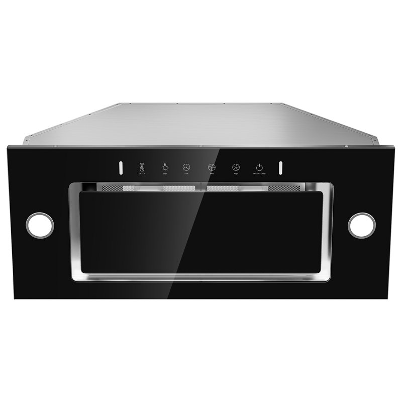 Hotte encastrable convertible en acier inoxydable avec lumières DEL VIKio, Noir