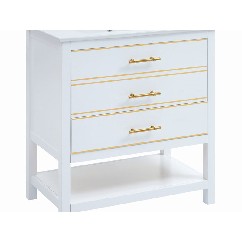 Armoire de meuble-lavabo avec tiroirs ouverts Abundant, Blanc