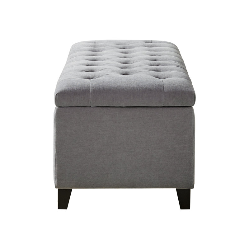 Maniscalco Tufted Top Upholstered Storage Bench, Light Gray