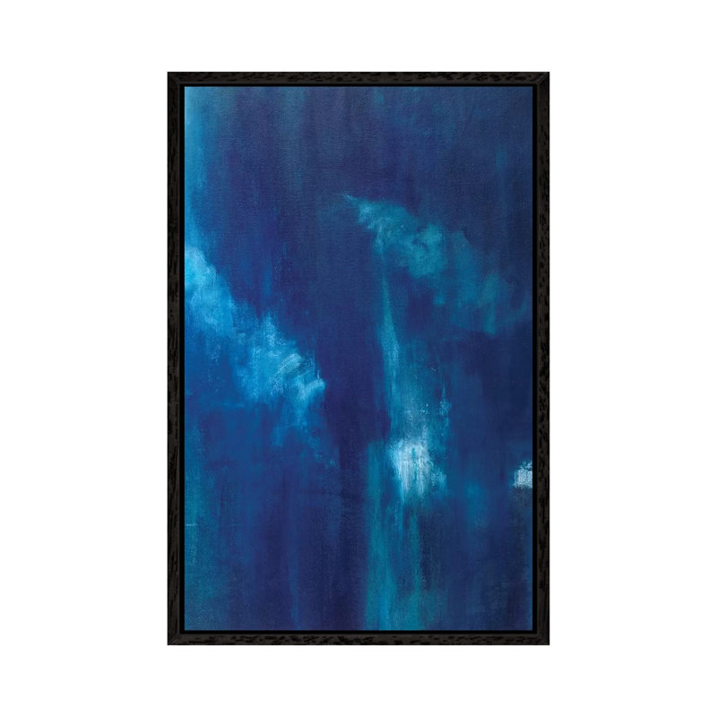 Azul Profundo Triptych III by Suzanne Wilkins - Gallery-Wrapped Canvas Giclée on Canvas, Black Framed