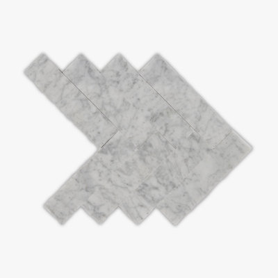 Bianco Carrara Honed 2x8 Herringbone Marble Mosaic