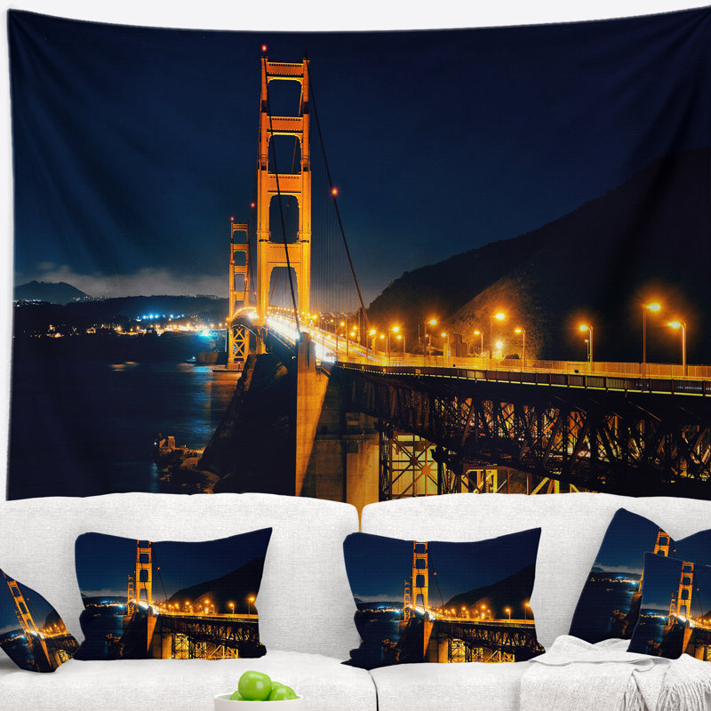 Tapisserie nuit sea bridge golden gate, H 50 po x l 60 po