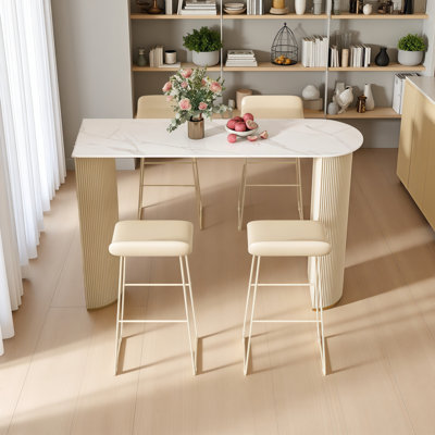 A light luxury home cream-style bar table