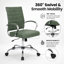 Mulkey Ribbed Faux Leather Mid-Back Office Chair, Mid Century Ergonomic Executive Desk Chair-1401446313