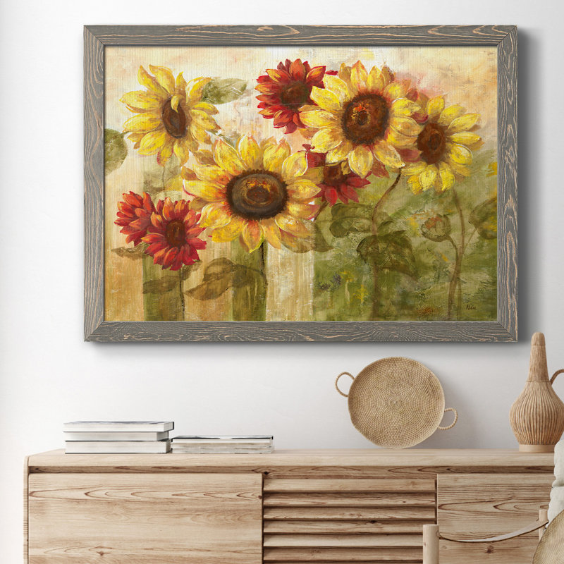 " Sunflower's Delight " Painting Print, 37.5" H x 27.5" W x 1.5" D, Gray