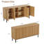 Buffet avec portes cannelées, armoire de rangement moderne en bois avec tablette réglable, bar à café autoportant pour la salle à manger et le salon