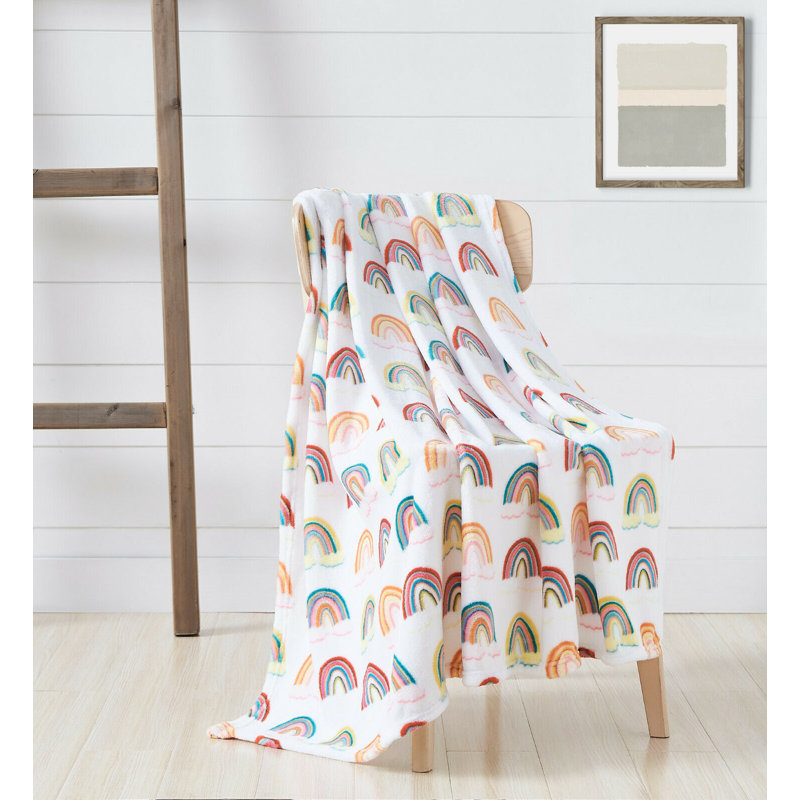 Jeté en molleton ultra doux et moelleux Deriel, Boho arc-en-ciel