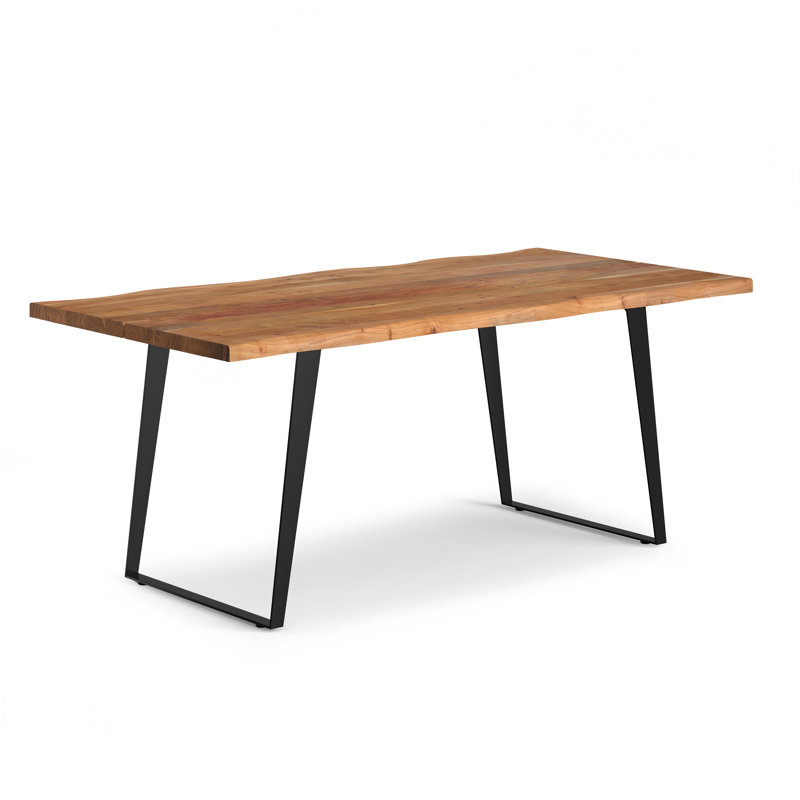 Delta 72'' Natural Acacia Wood Dining Table with Black Iron Legs