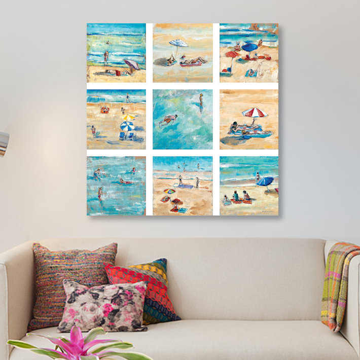 «A Day at the Beach», reproduction sur toile, H 12 po x l 12 po x P 1,5 po, Pas de tapis, Toile tendue
