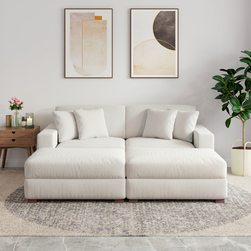 Milbrey 210.1Cm Square Arms Sleeper, Beige