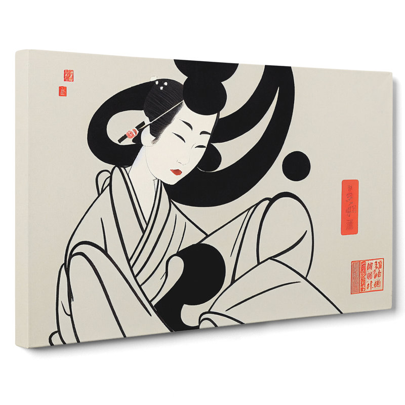 Traditional Geisha - Wrapped Canvas Painting, 35cm H x 50cm W x 3cm D