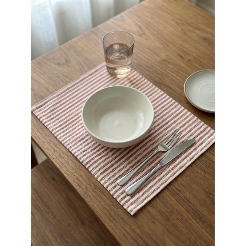 Mint Green Sandbar Stripe Indoor Outdoor Placemat, Orange