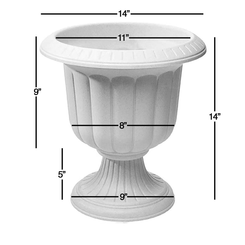 Tralee Neoclassic Resin Urn Planter , 14" H x 14" W x 14" D, Stone