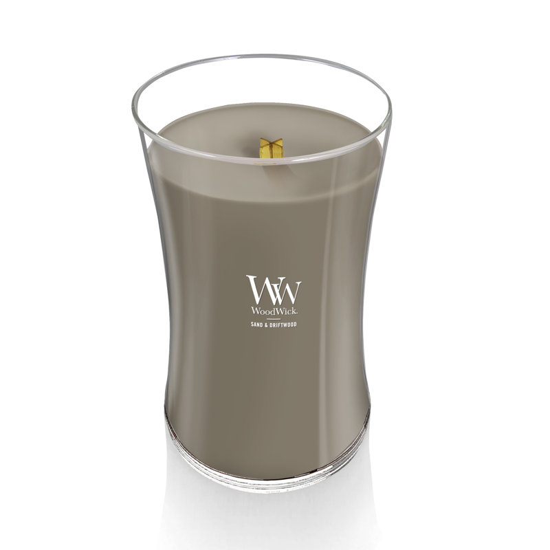 Grande bougie sablier WoodWick® Praline, Gris foncé
