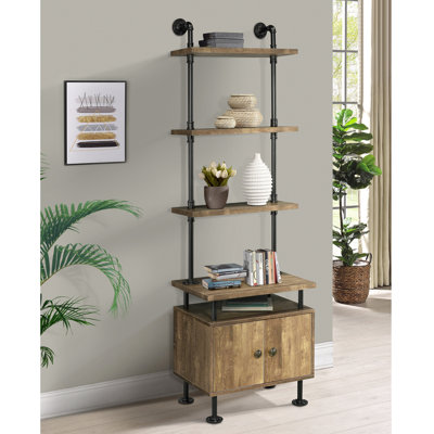 Charming Rustic Side With Oak And Black And Ample Organizing Space + Brown Construction Storage Options
