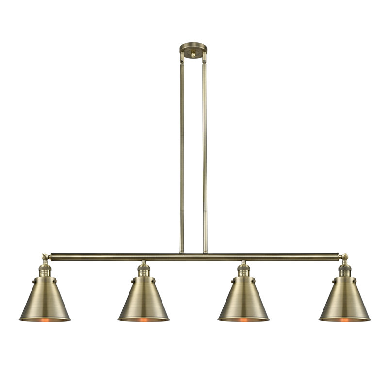 Appalachian - 4 lumières - 52 pouces - Laiton antique - Tige suspendue - Îlot réglable