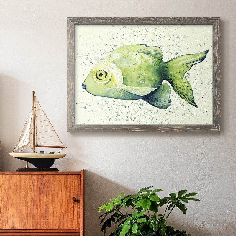 «Speckled Freshwater Fish I», toile tendue avec châssis rustique, H 18 po x l 26 po x P 1,5 po, Encadré gris