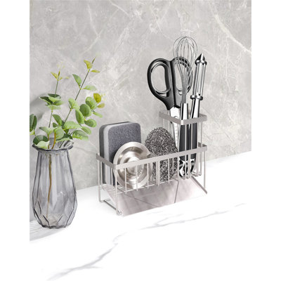 304 Stainless Steel Sponge Holder And Drain Rack, Multipurpose Kitchen Shelf
