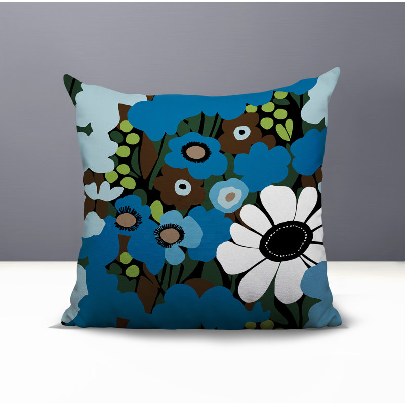 Coussin Maya, Carré 16 po, Turquoise