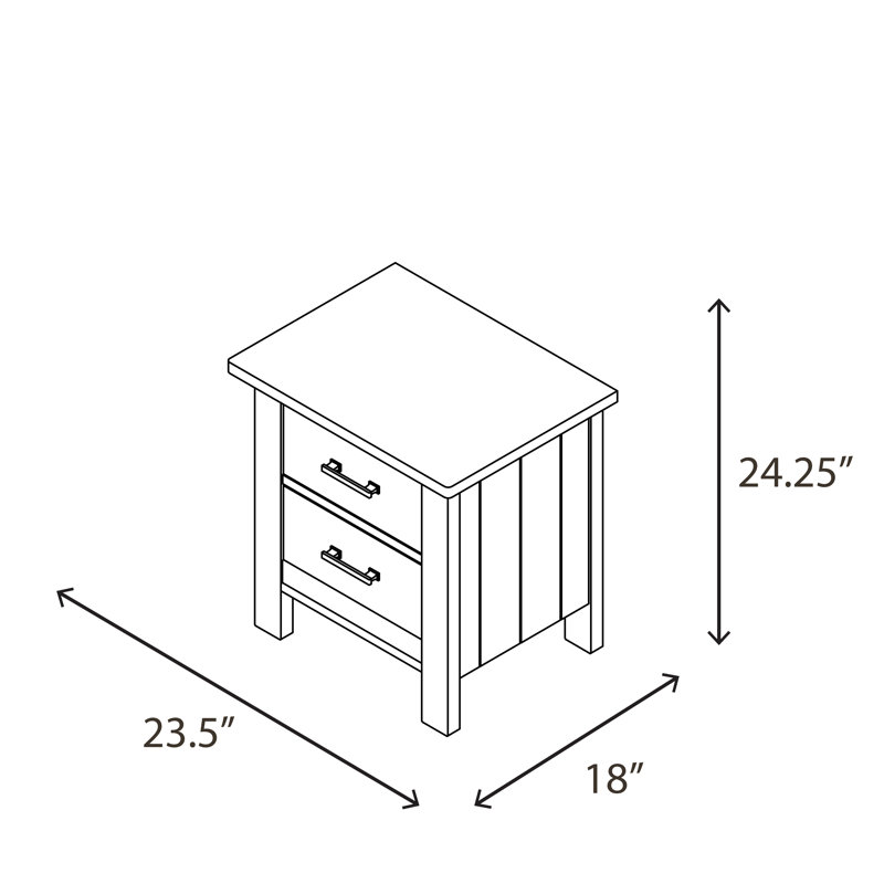 Edda 23.5'' W Solid Wood Nightstand, Vintage White