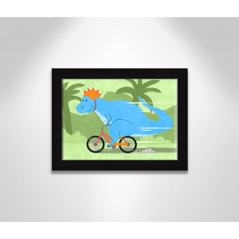 «Riding Dino 1», impression sur papier, H 10 po x l 14 po x P 0,6 po, Encadré plat noir