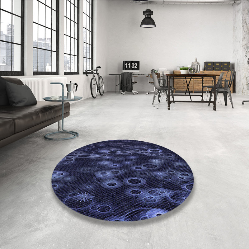 Tapis 100% à motifs lavables à la machine 2989 1, Rond 7 pi