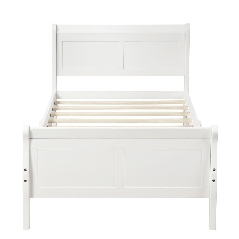 Lit plateforme en bois avec lit plateforme et base de lit, Blanc, Simple