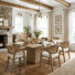 Avelin 7-Piece Modern Natural Rubberwood Dining Set With Rattan-Back Chairs