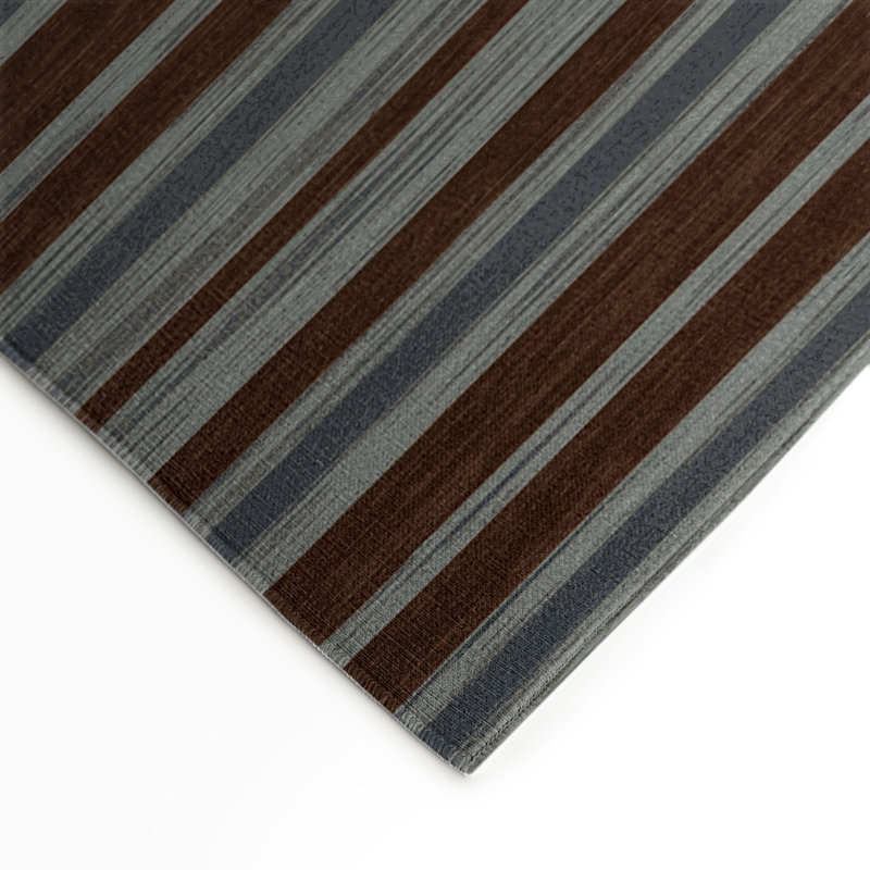 Tapis intérieur / extérieur brun HorizontalStripes, Rectangle 5 pi x 7 pi