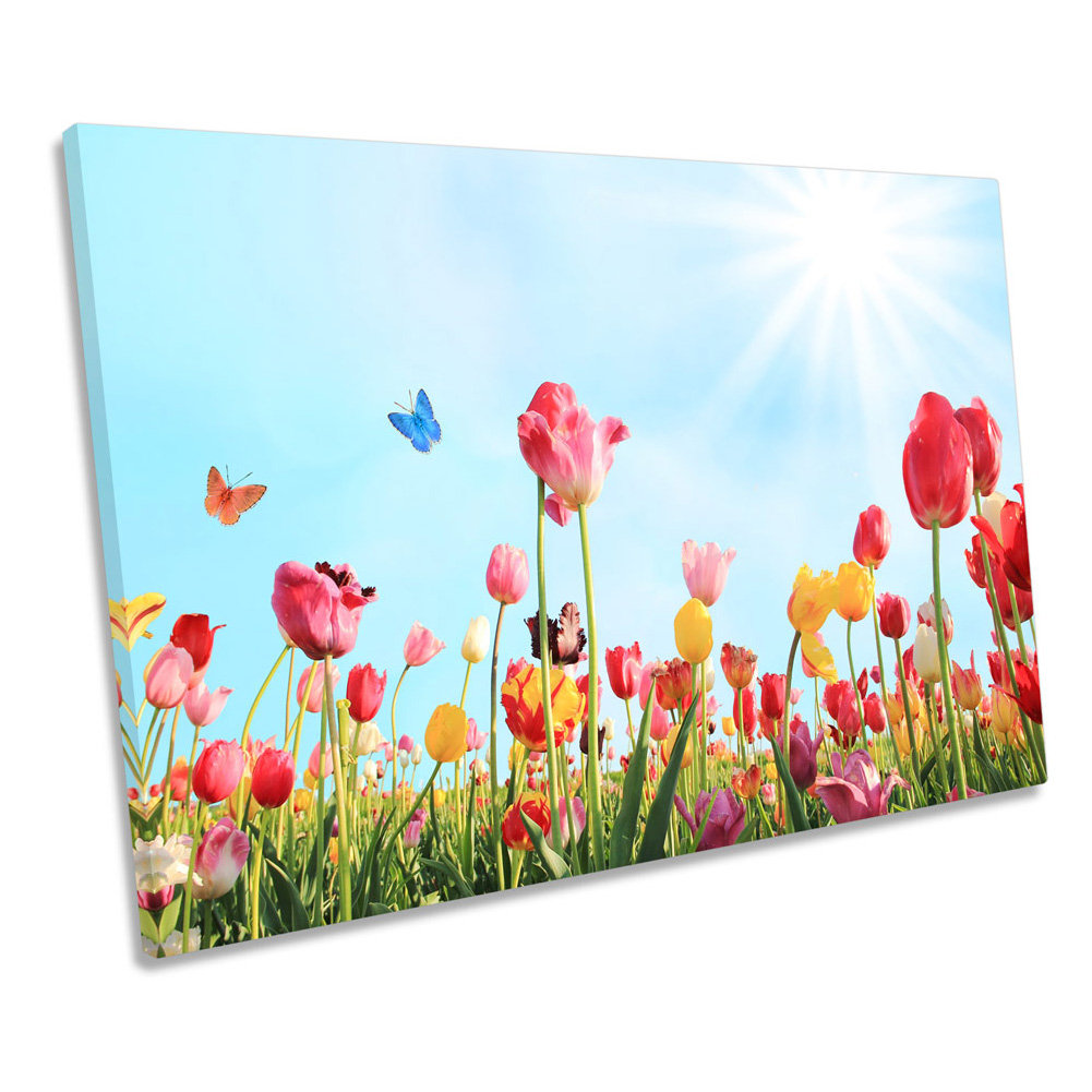 Ebern Designs Tulip Flower Field Floral CANVAS WALL ART Picture Print ...