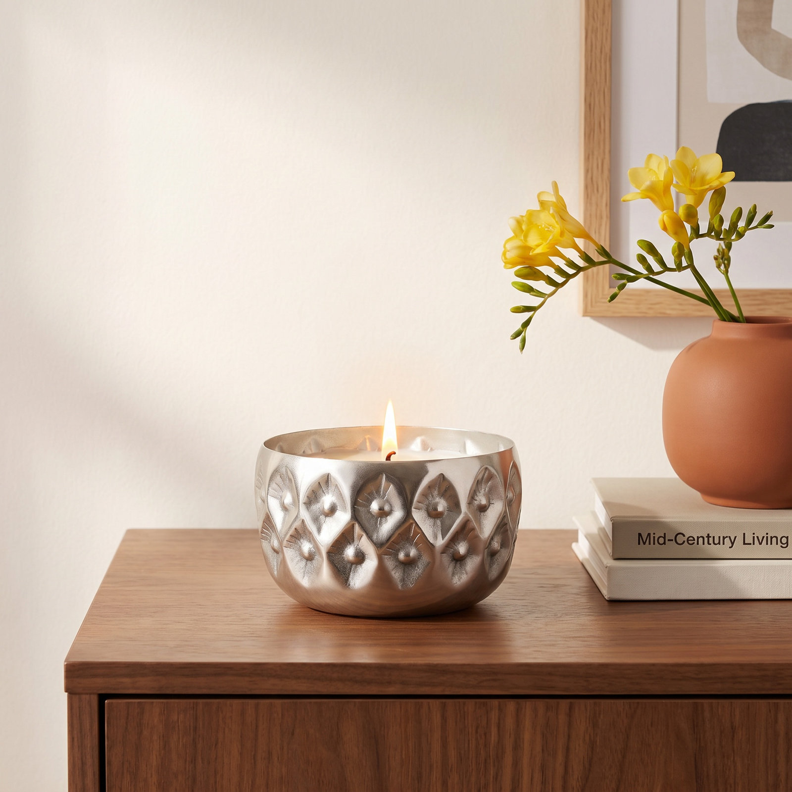 Balsam & Cedar Metal Scented Candle, Silver