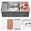 Évier de cuisine encastrable 30/32 pouces, station de travail à simple cuve en acier inoxydable avec accessoires