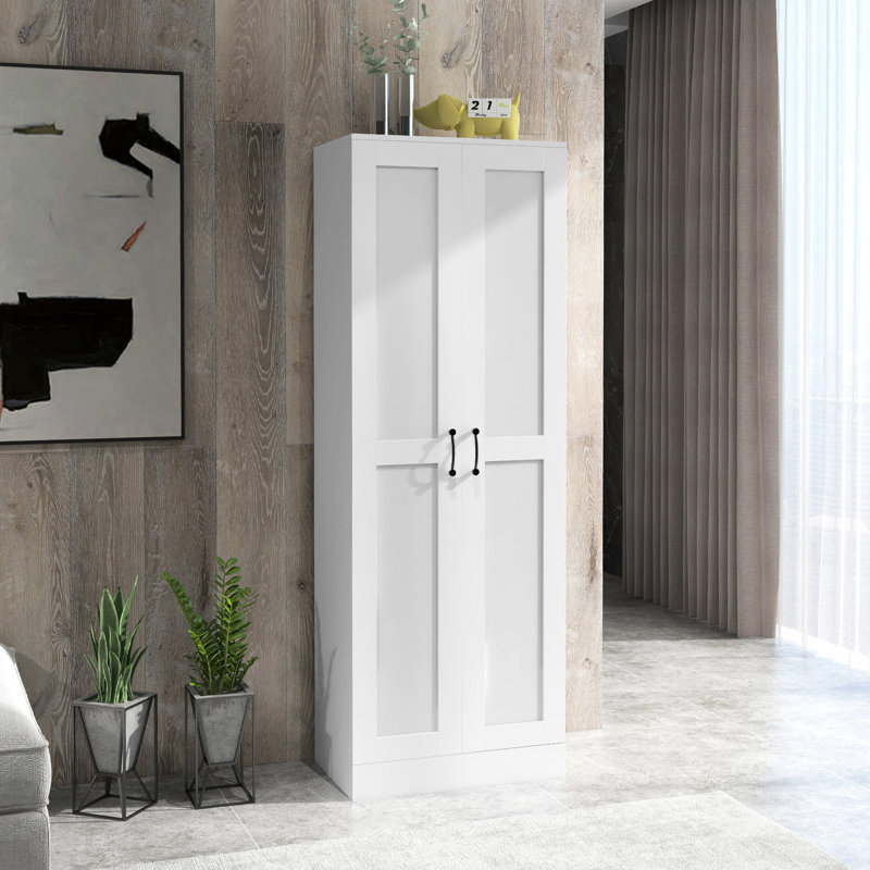 Armoire blanche de 69 po, tablettes de rangement mobiles, garde-manger moderne, portes à fermeture en douceur, améliore le style de l'armoire haute de style maison, blanc, portes pour améliorer