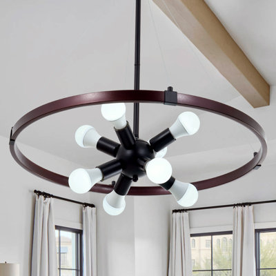 Caprisha 8 - Light Dimmable Wagon Wheel Chandelier